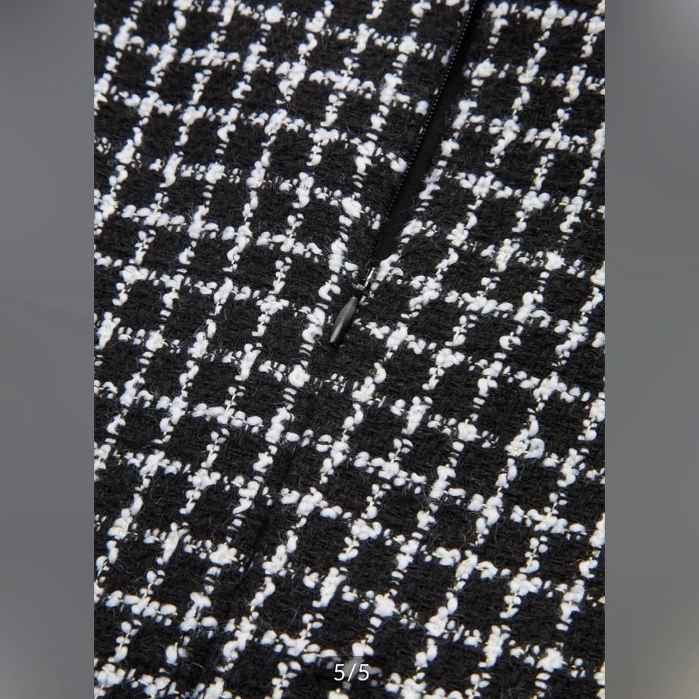 Commense plaid metal button a-line mini dress - Picture 7 of 9